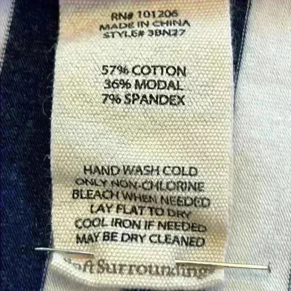 Soft Surroundings Women’s Tee Size Small Blue and White Stripe Boat Neck - Picture 6 of 8